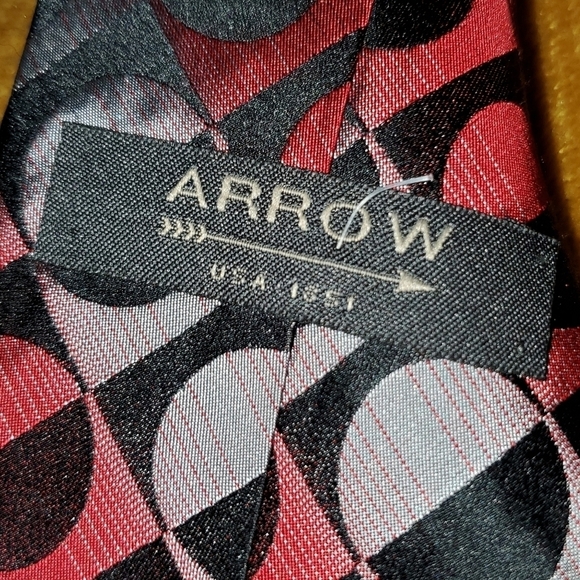 ARROW Red, black, grey patterned necktie NEW - Picture 4 of 7